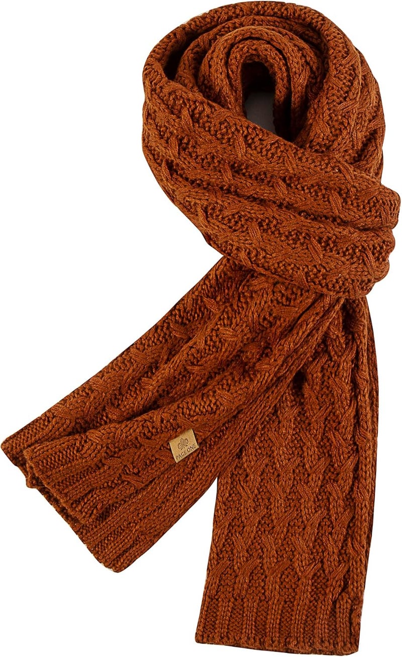PAGE ONE Women's Ribbed Knit Scarf Winter Warm Long Big Wrap Cashmere Wool Thick Large Chunky Scarf for Women - Image 1